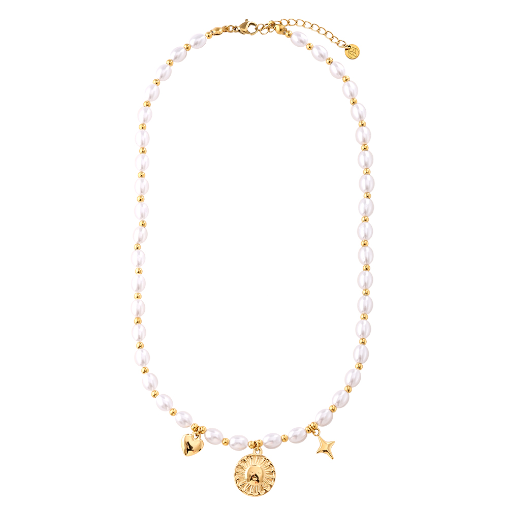 Edelstahl Halskette 40cm Pearl Chain With Charms