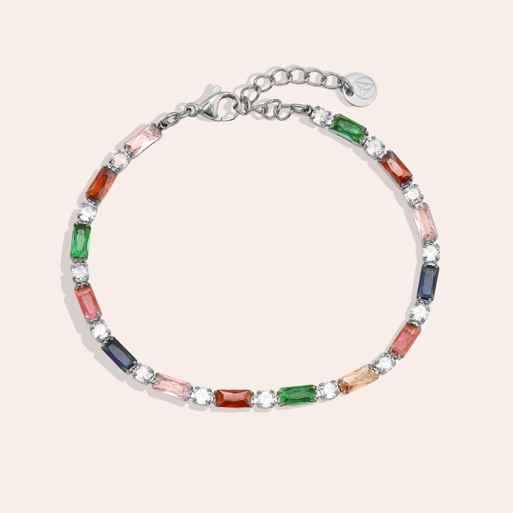 Edelstahl Armkette 15cm Multi Color Diamond