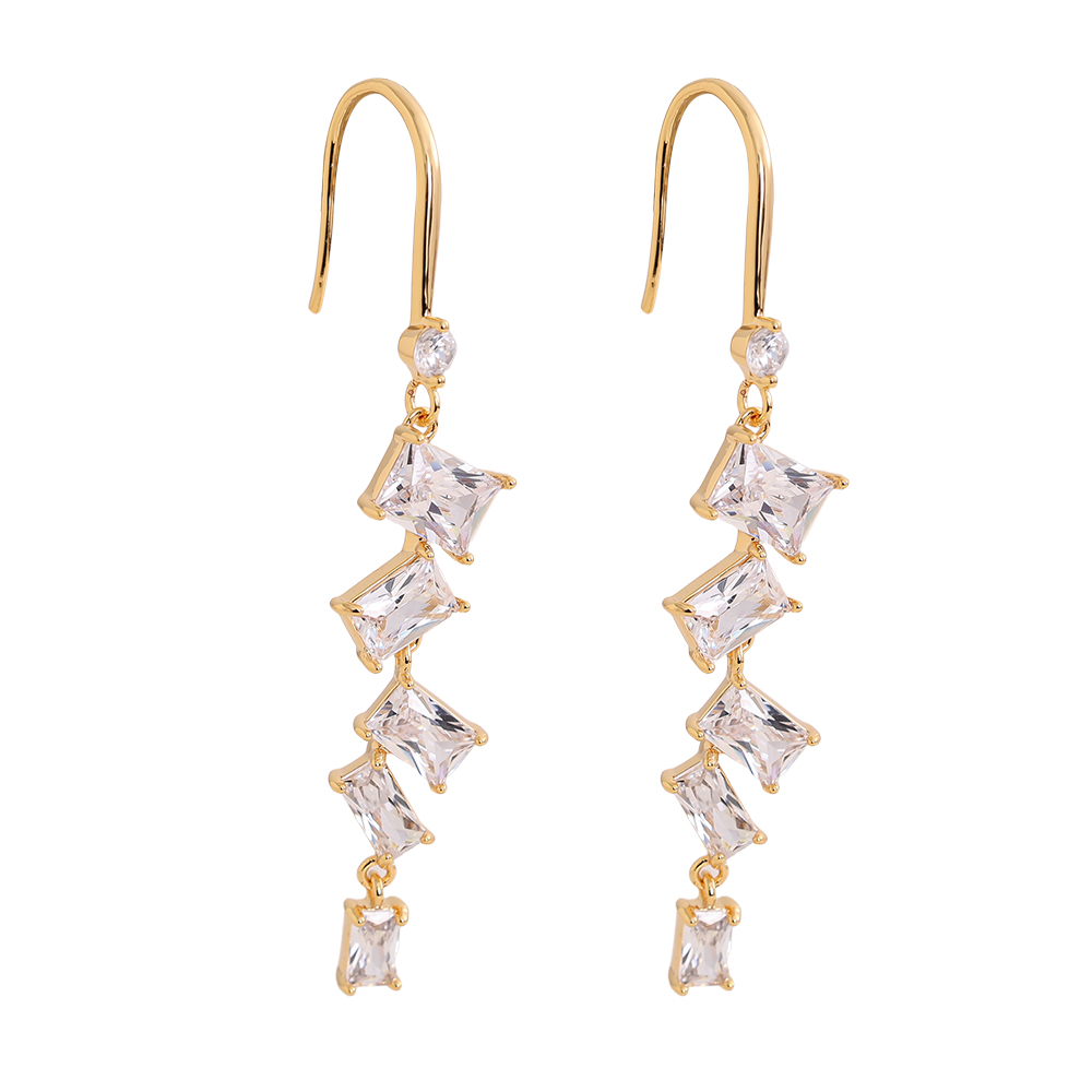 Vergoldete Ohrringe 5.5cm viele Zirkonia