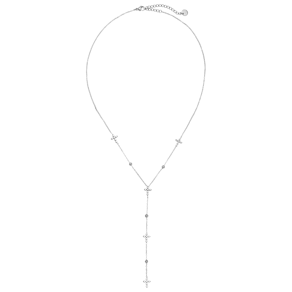 Edelstahl Halskette 39cm Diamond Mini Cross