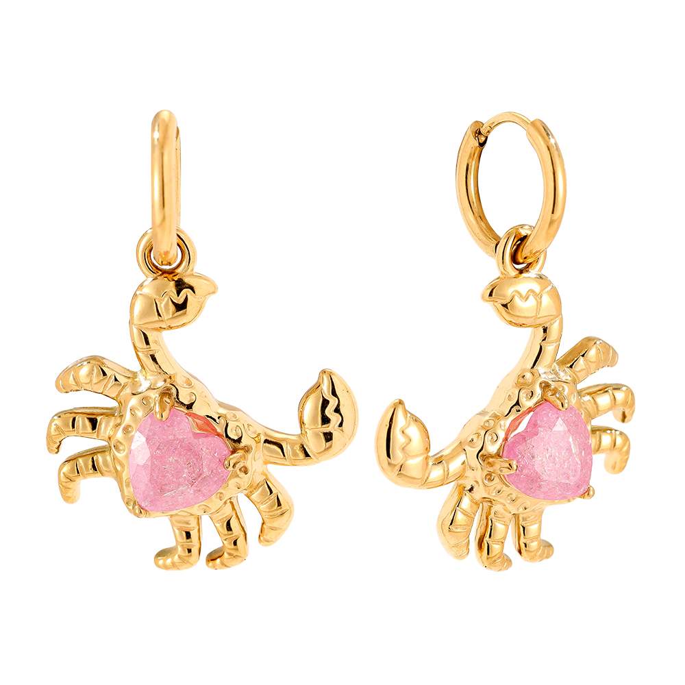 Edelstahl Ohrringe 3.3cm Crab And Diamond