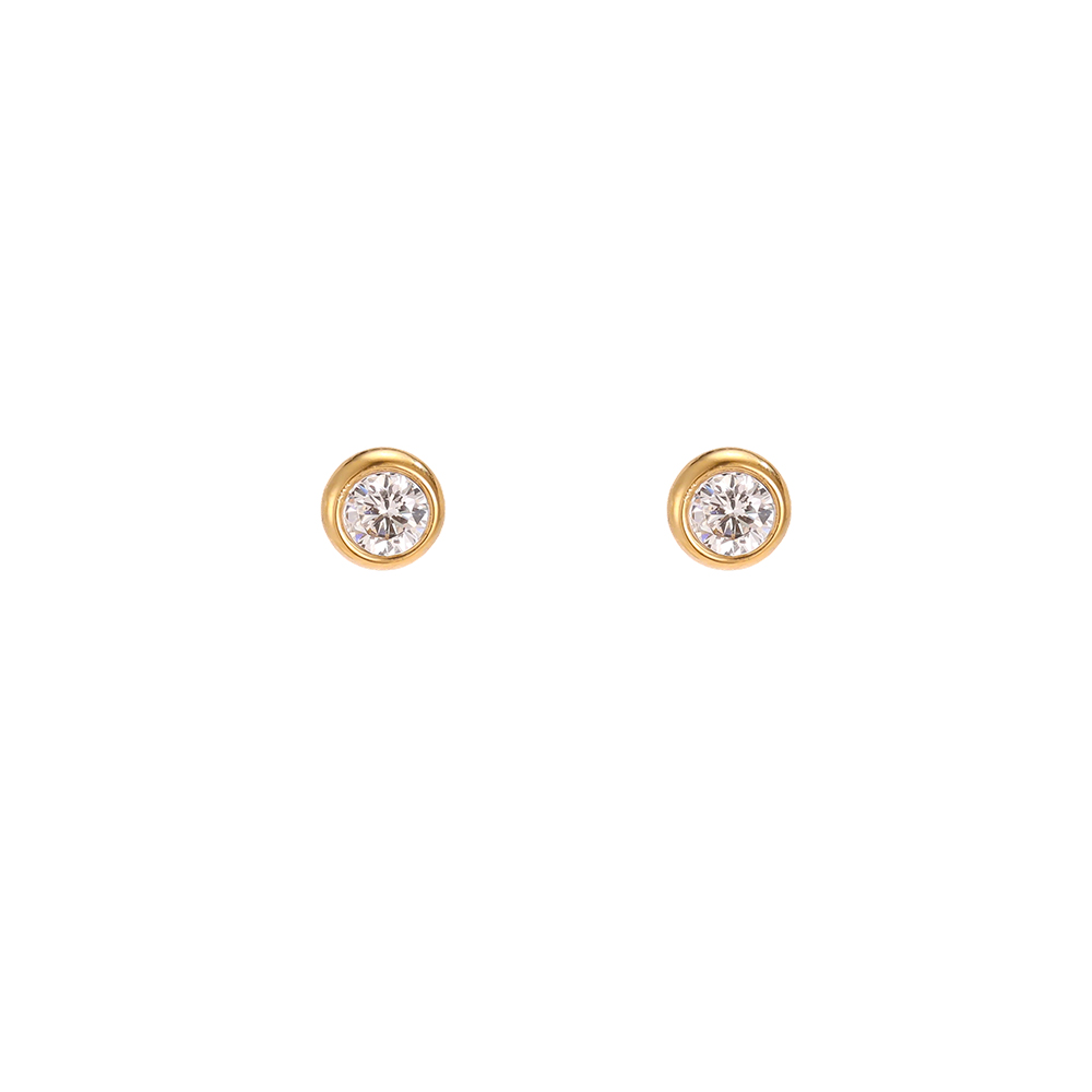 Edelstahl Ohrringe 4mm runder Zirkonia  