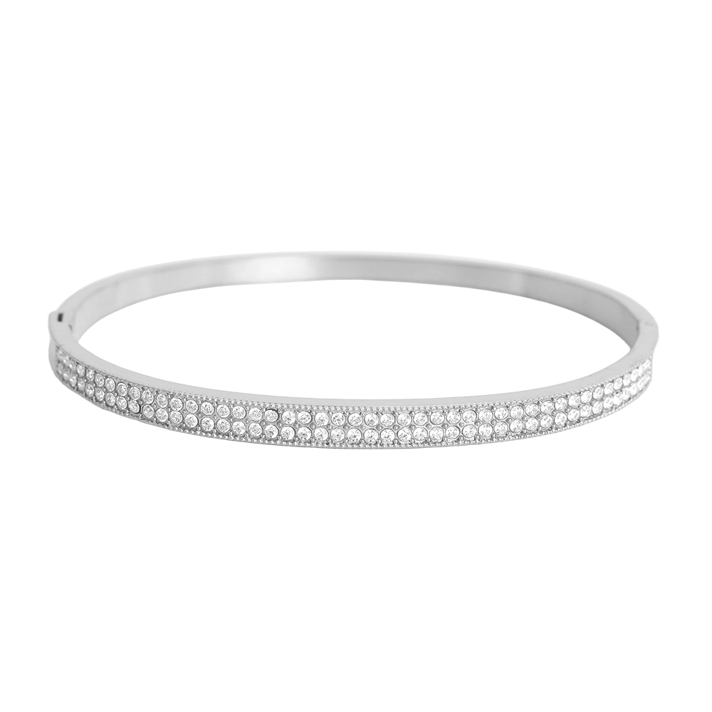 Edelstahl Armreif 6.5cm Feiner Zirkonia