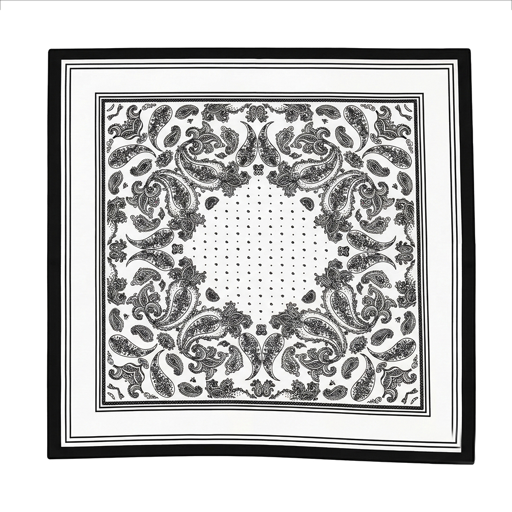 70*70cm Schwarz-Weißer Paisleymuster Schal