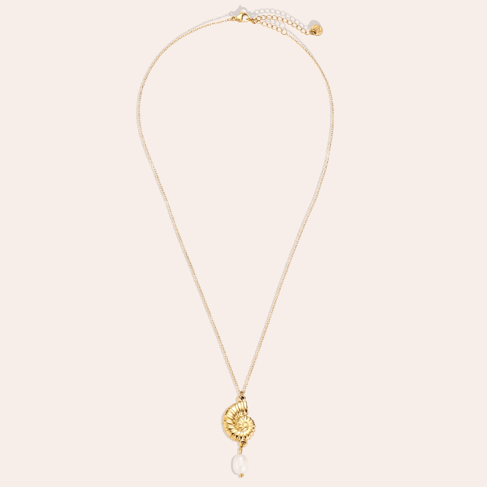 Edelstahl Halskette 38cm Snail With Pearl