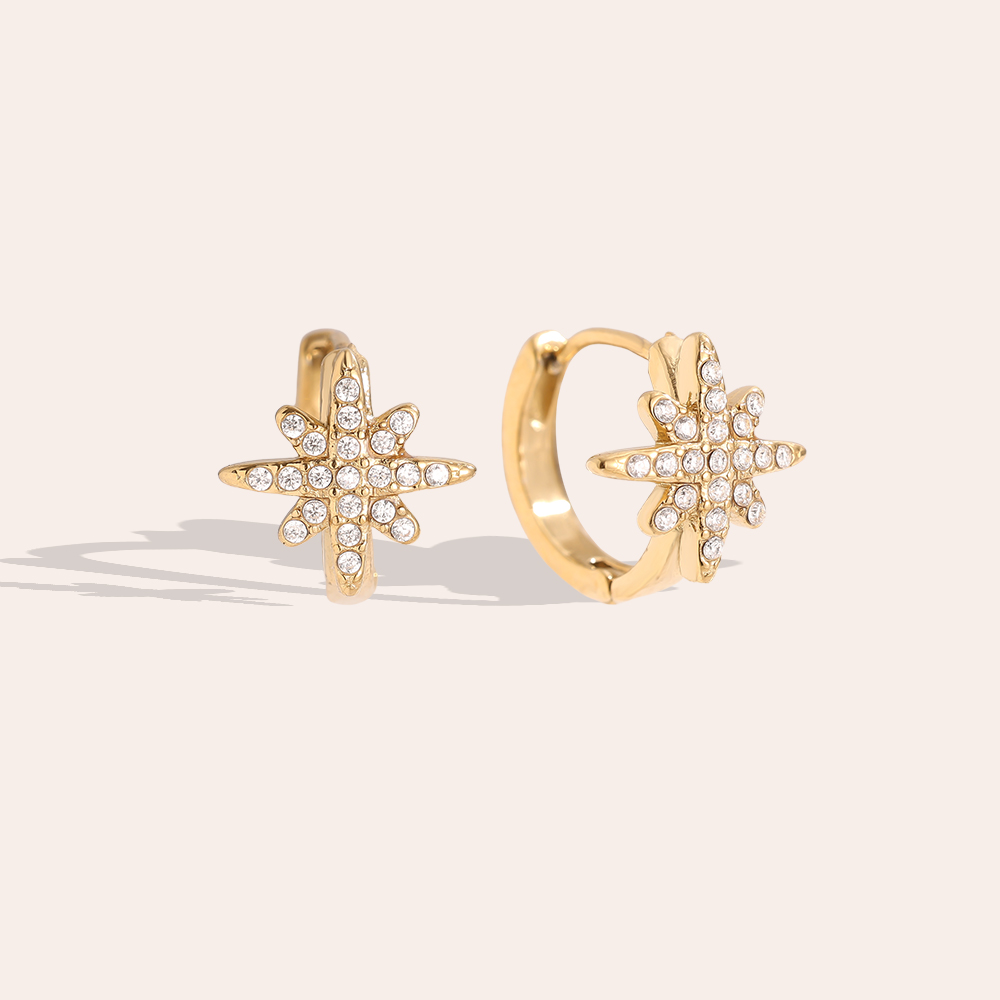 Edelstahl Ohrringe 1.4cm Diamond Star Hoop