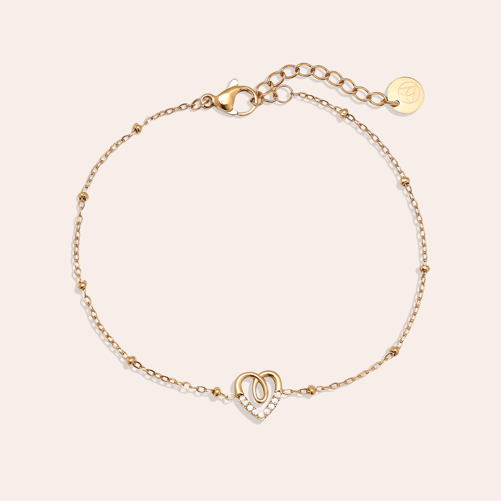 Edelstahl Armkette 17cm Sweet Diamond Heart