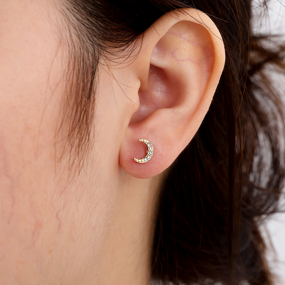 Edelstahl Piercing 8mm Diamond Moon