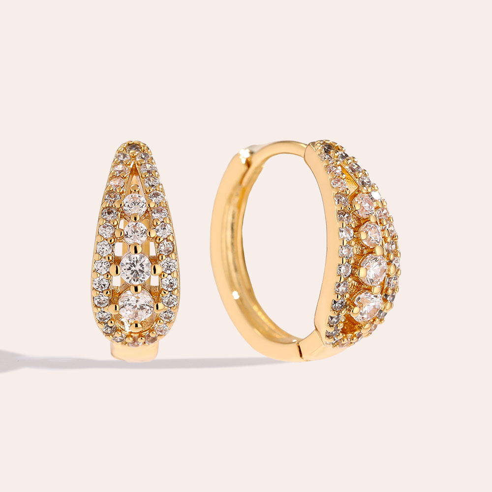 Vergoldete Ohrringe 1.5cm Fine Diamond Hoop