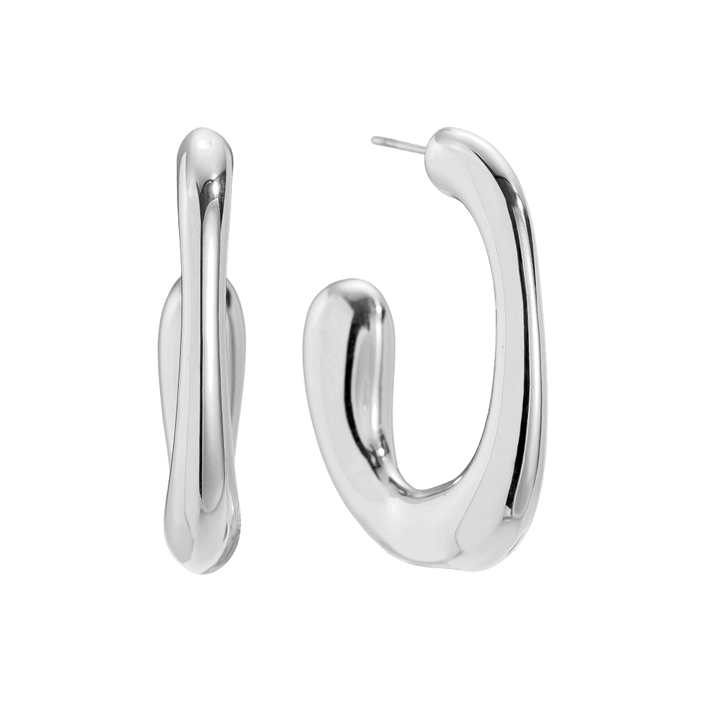 Edelstahl Ohrringe 40mm Fine Half Egg Hoop