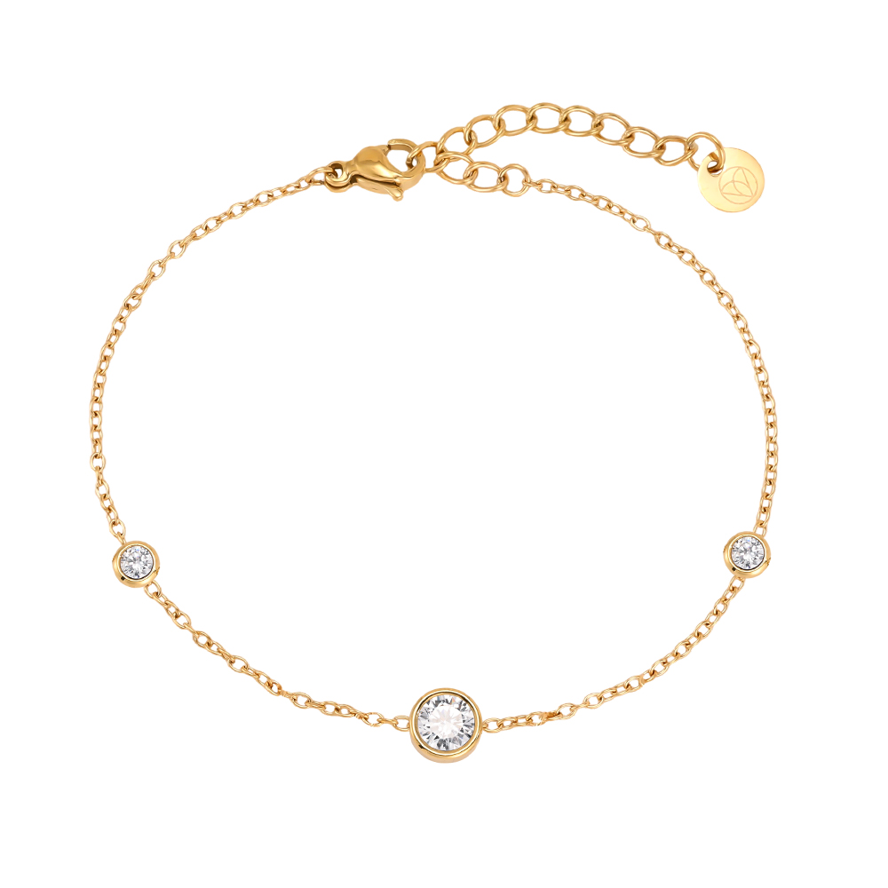 Edelstahl Armband 17cm Runder Zirkonia