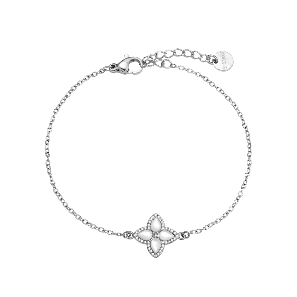 Edelstahl Armkette 15cm Nice Diamond Luckly Flower
