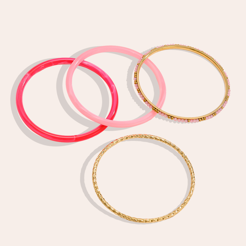 Edelstahl Armreif Set 6.5cm Breite 4er Acryl 