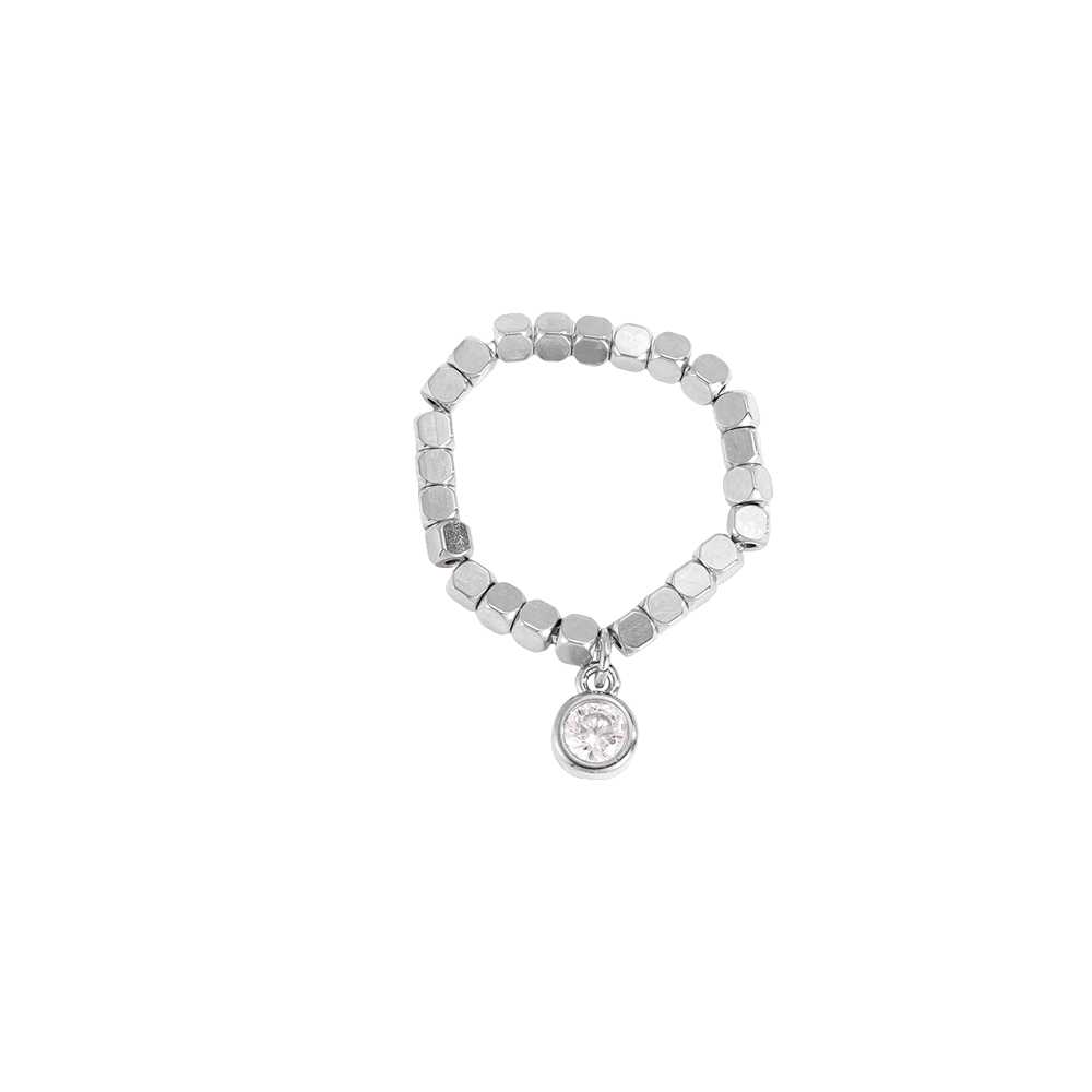 Edelstahl Ring Verstellbarer Elastic quadratischen mit runder Zirkonia
