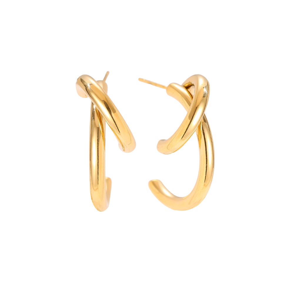 Edelstahl Ohrringe 3cm Free Line Half Hoop