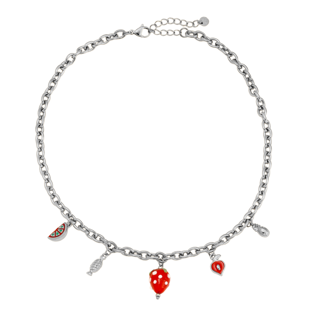 Edelstahl Halskette 42cm Strawberry Heart