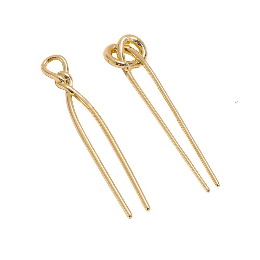 12.5cm 2Stk. golden Knotendesign Haarnadel Set   