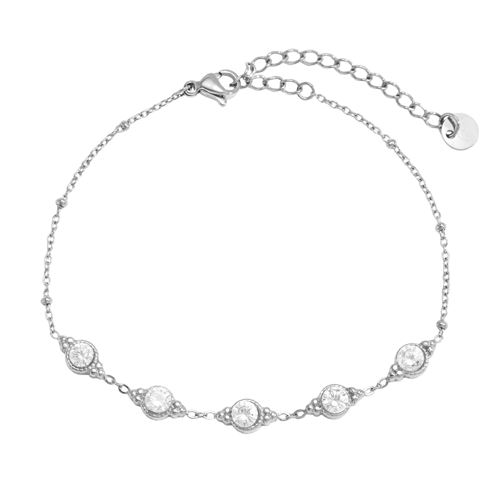 Edelstahl Armband 17.5cm viele funkelnde Zirkonia