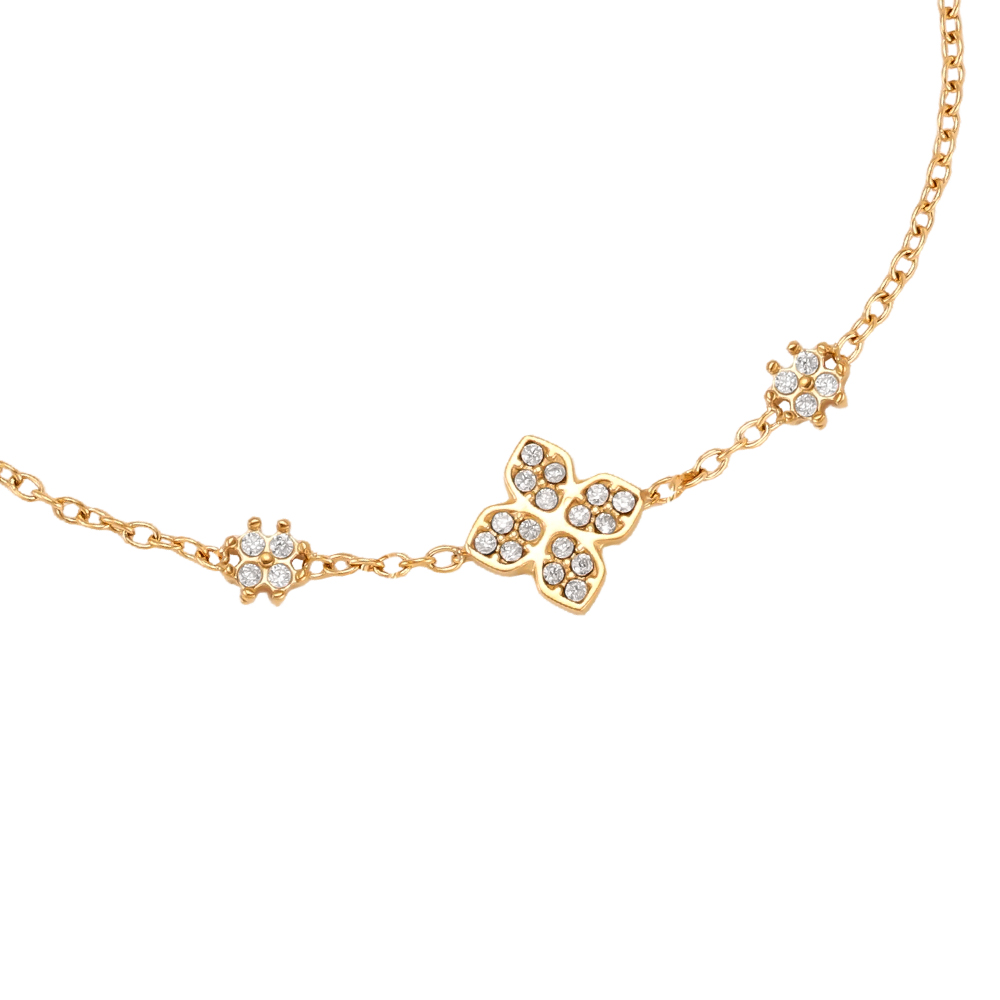 Edelstahl Armband 17cm Strass Kleeblatt 