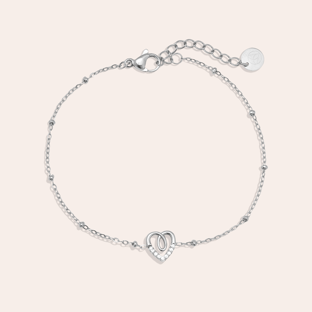 Edelstahl Armkette 17cm Sweet Diamond Heart