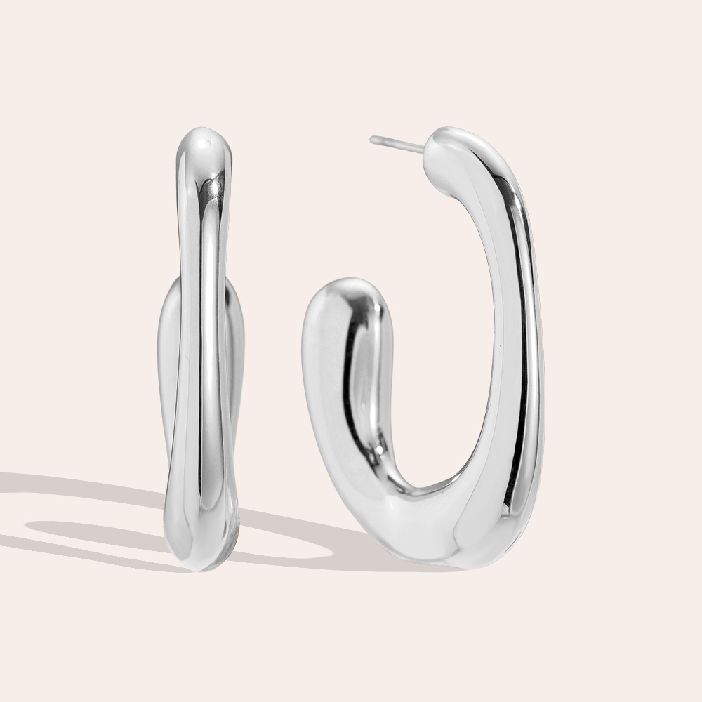 Edelstahl Ohrringe 40mm Fine Half Egg Hoop
