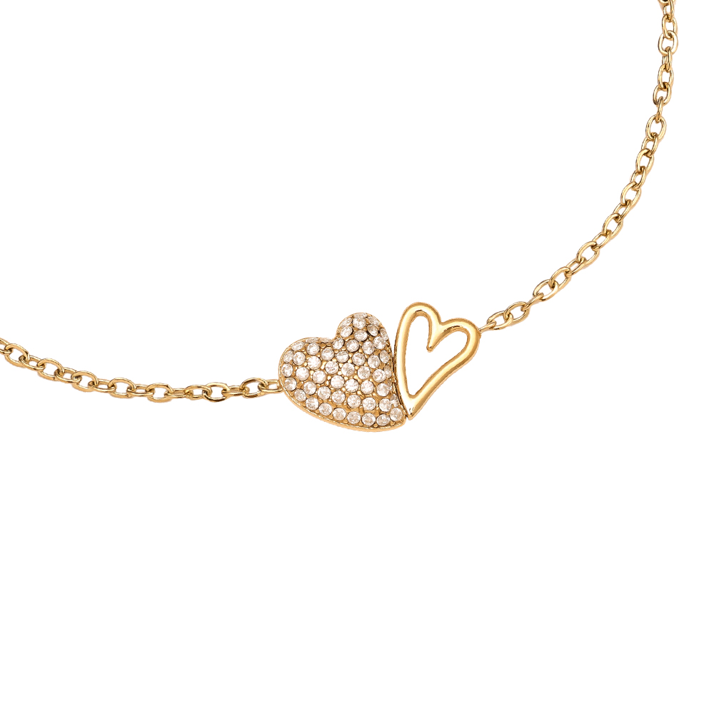 Edelstahl Armkette 17cm Two Cool Hearts