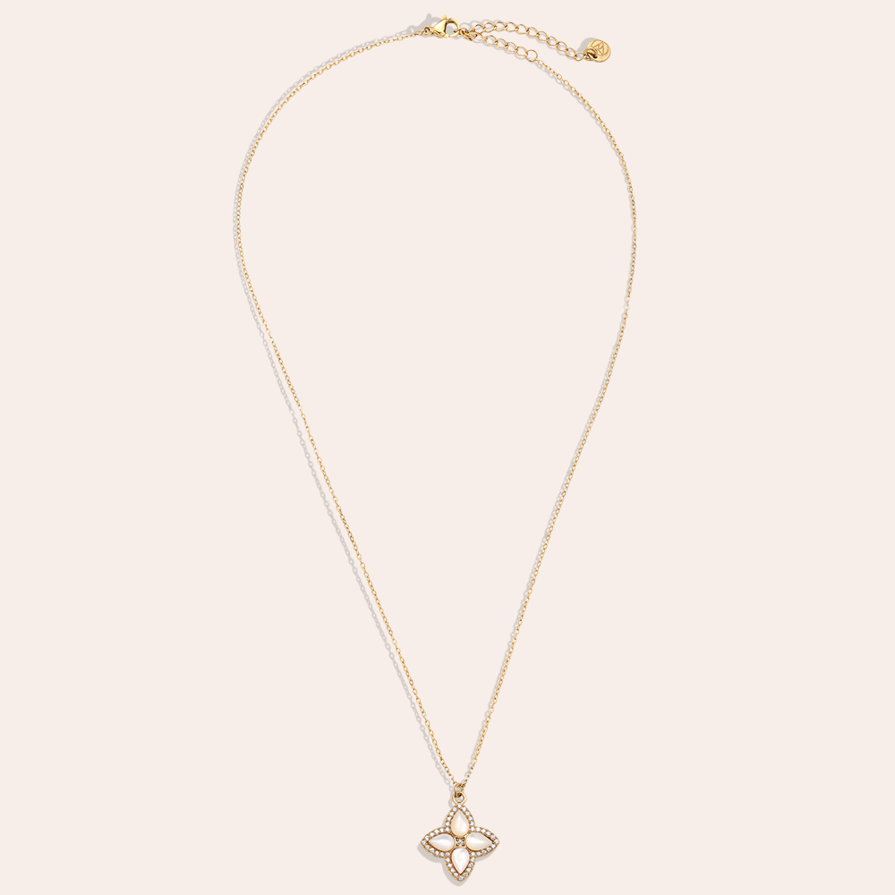 Edelstahl Halskette 40cm Nice Diamond Luckly Flower