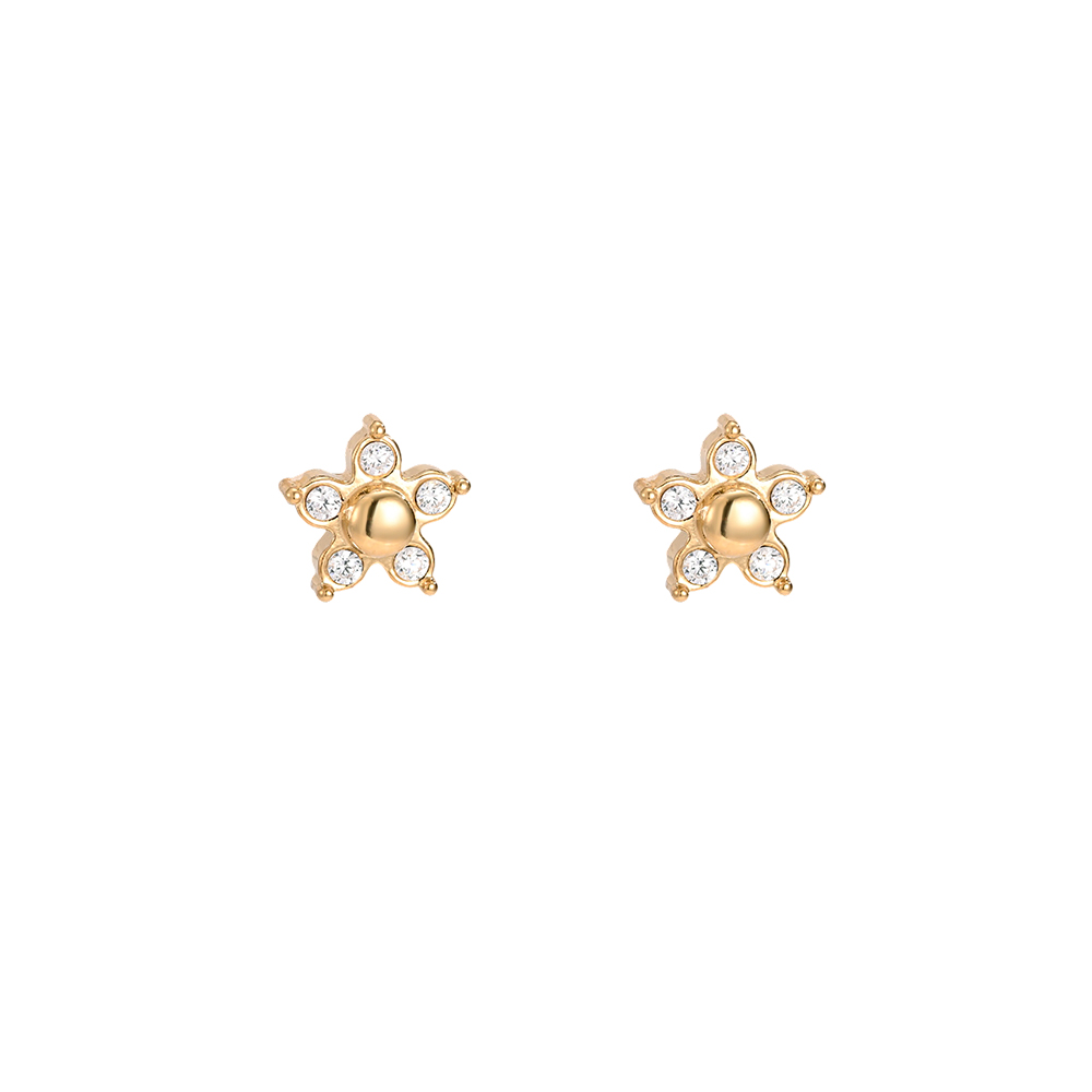 Edelstahl Ohrringe 6mm Zirkonia Blume