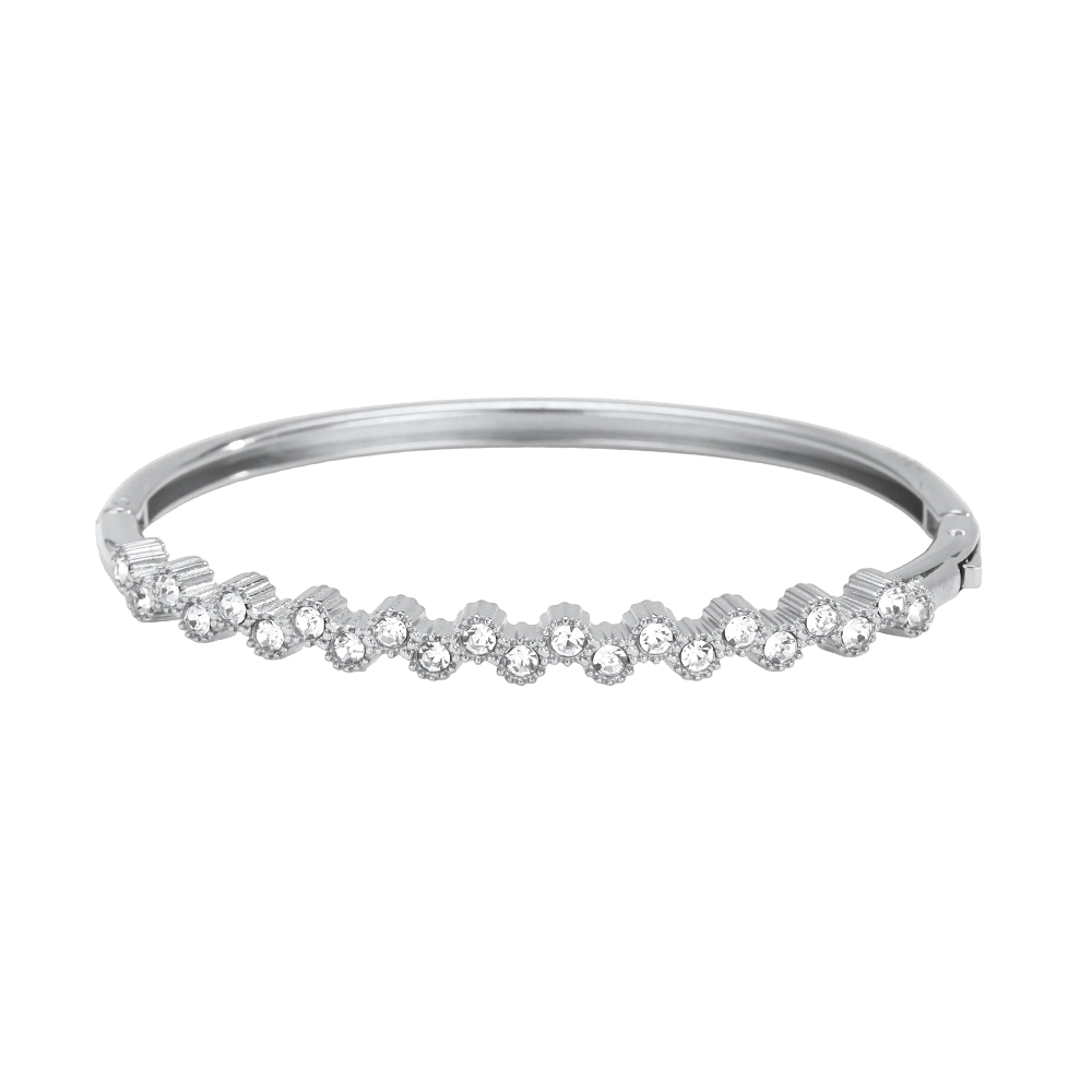 Edelstahl Armreif 6cm viele elegant funkelnde Zirkonia  