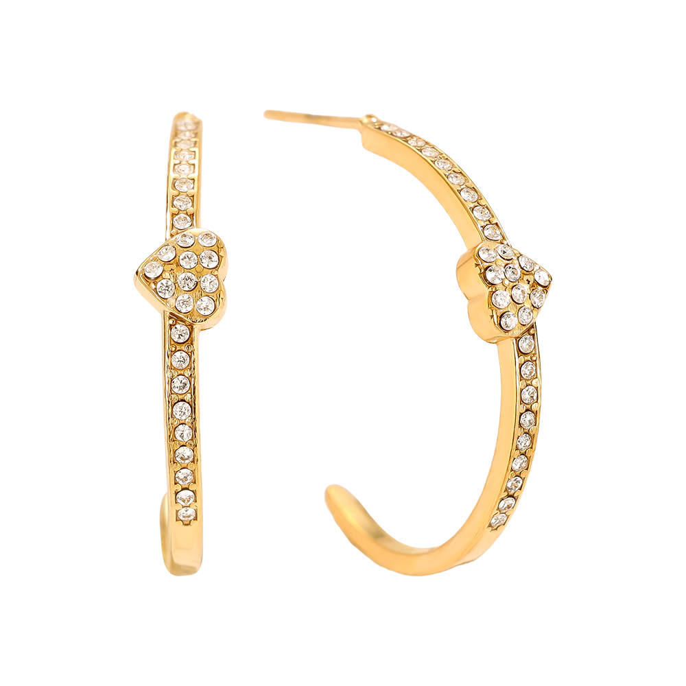 Edelstahl Ohrringe 2cm Heart In Diamond Hoop