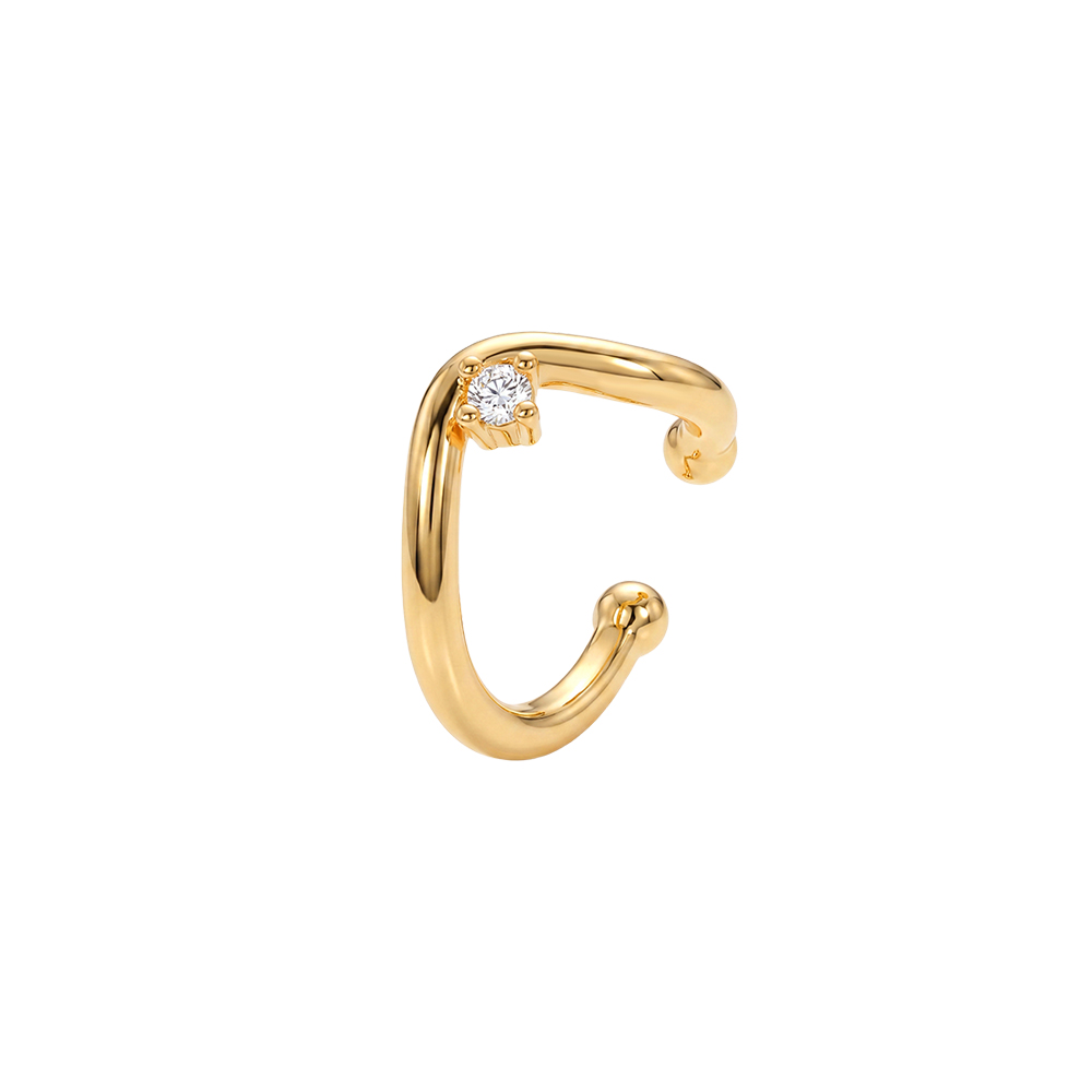 Vergoldete Ear-cuffs 15mm Kleine Tropfen Zirkonia