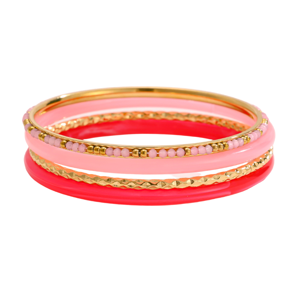 Edelstahl Armreif Set 6.5cm Breite 4er Acryl 