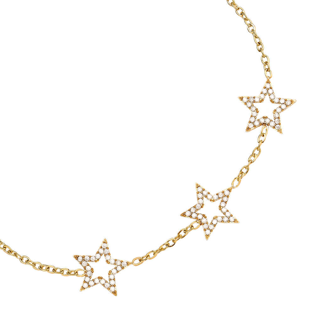 Edelstahl Armkette 17cm Three Diamond Star