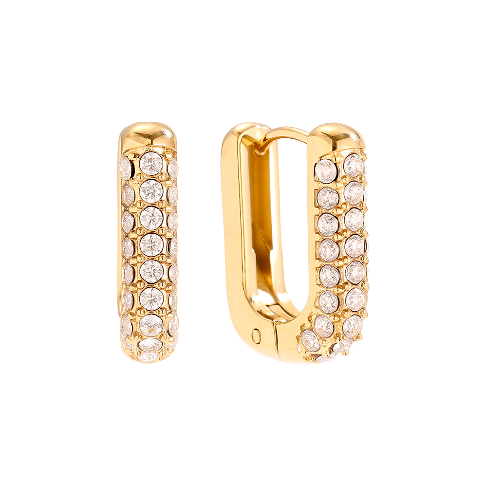 Edelstahl Ohrringe 13*17mm Diamond Oval Hoop