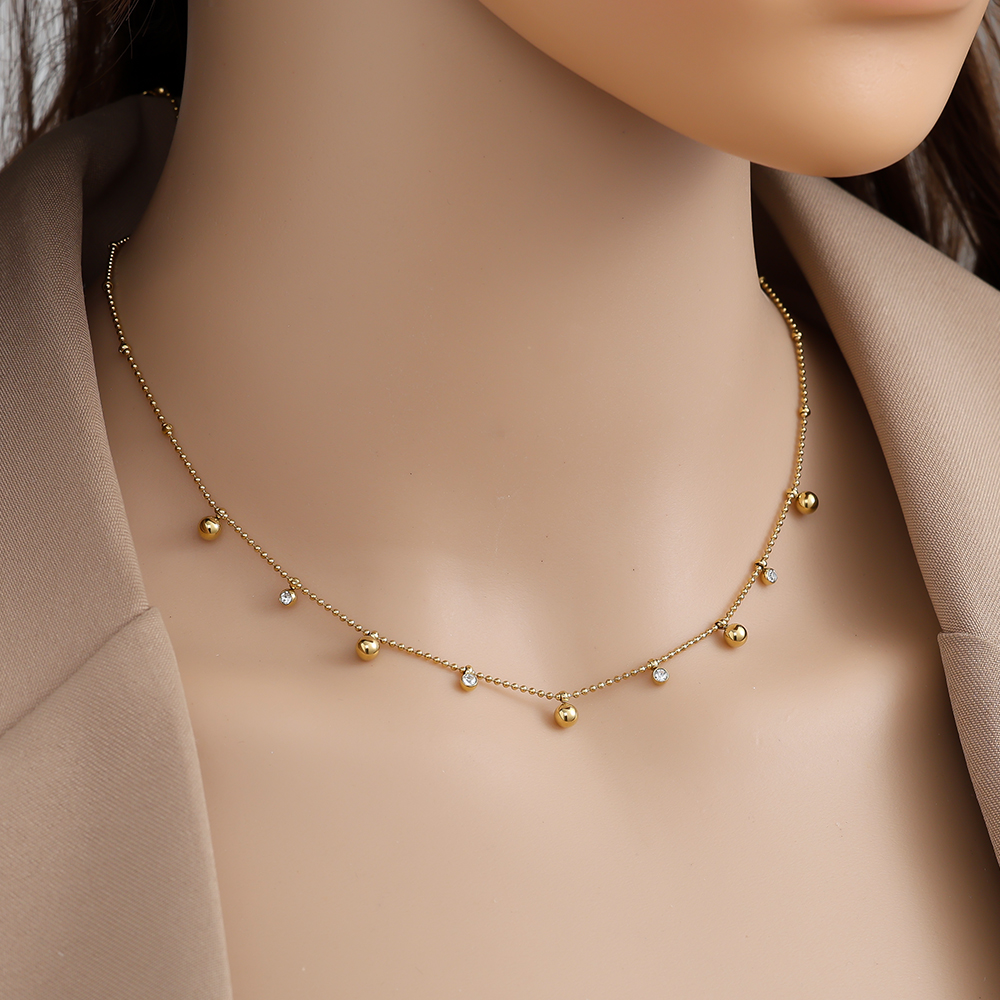 Edelstahl Halskette 40cm Dots And Diamond Dots