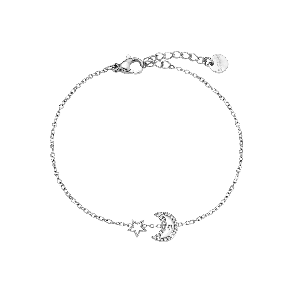 Edelstahl Armkette 17cm Diamond Moon And Star