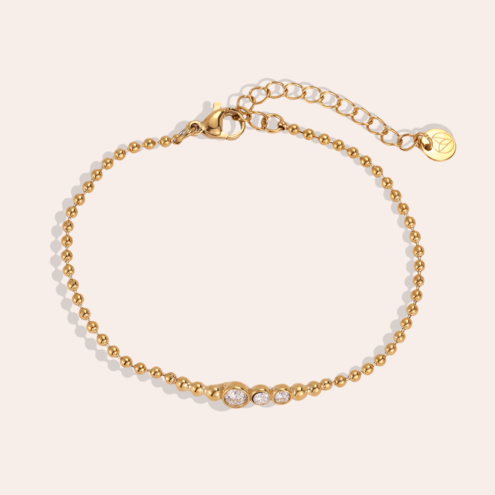 Edelstahl Armband 17cm Punktkette mit Zirkonia  