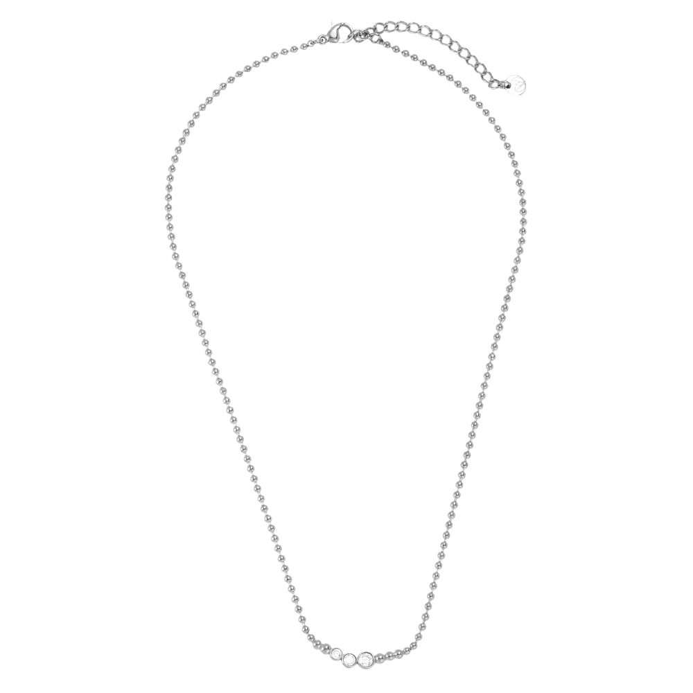 Edelstahl Halskette 40cm Punktkette mit Zirkonia
