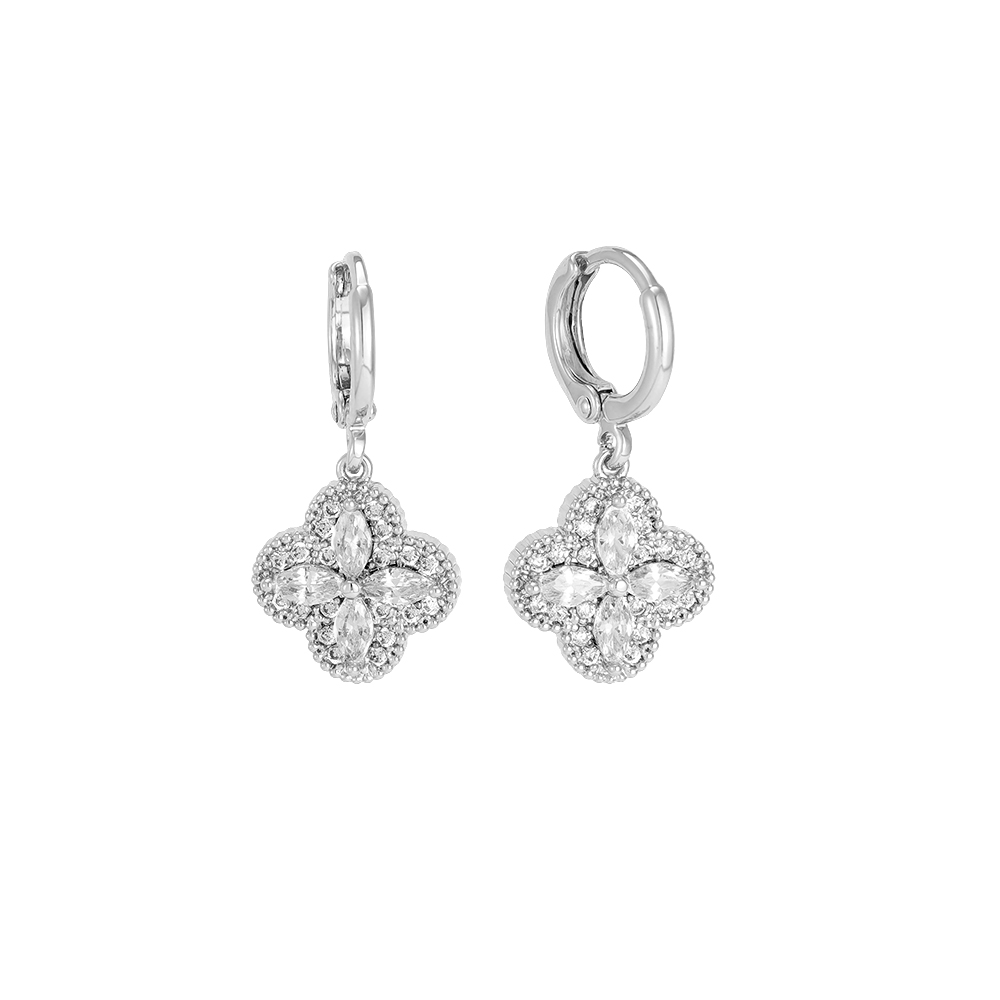 Vergoldete Ohrringe 28mm Zirkonia Kleeblatt