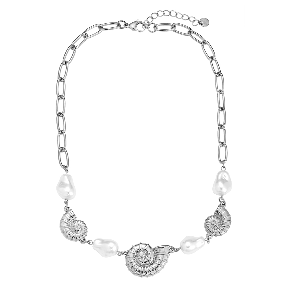 Edelstahl Halskette 39cm Pearl Shells