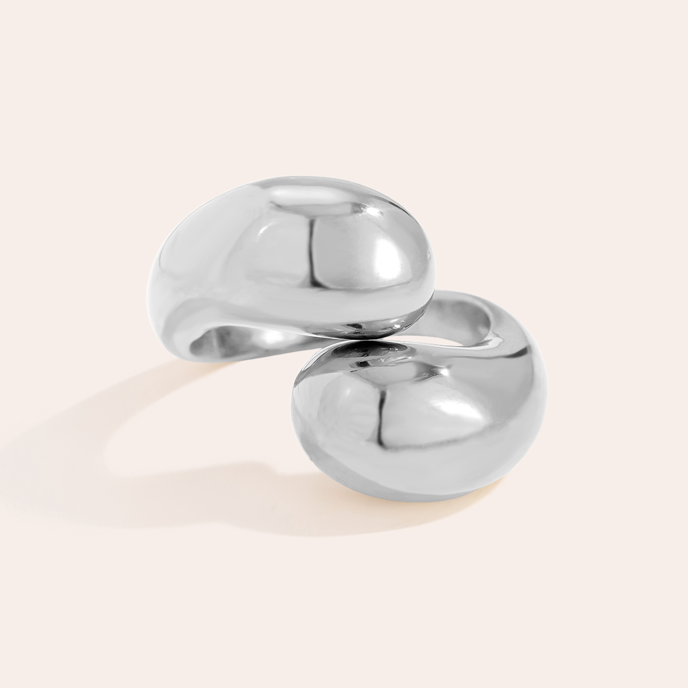 Edelstahl Ring Two Drops