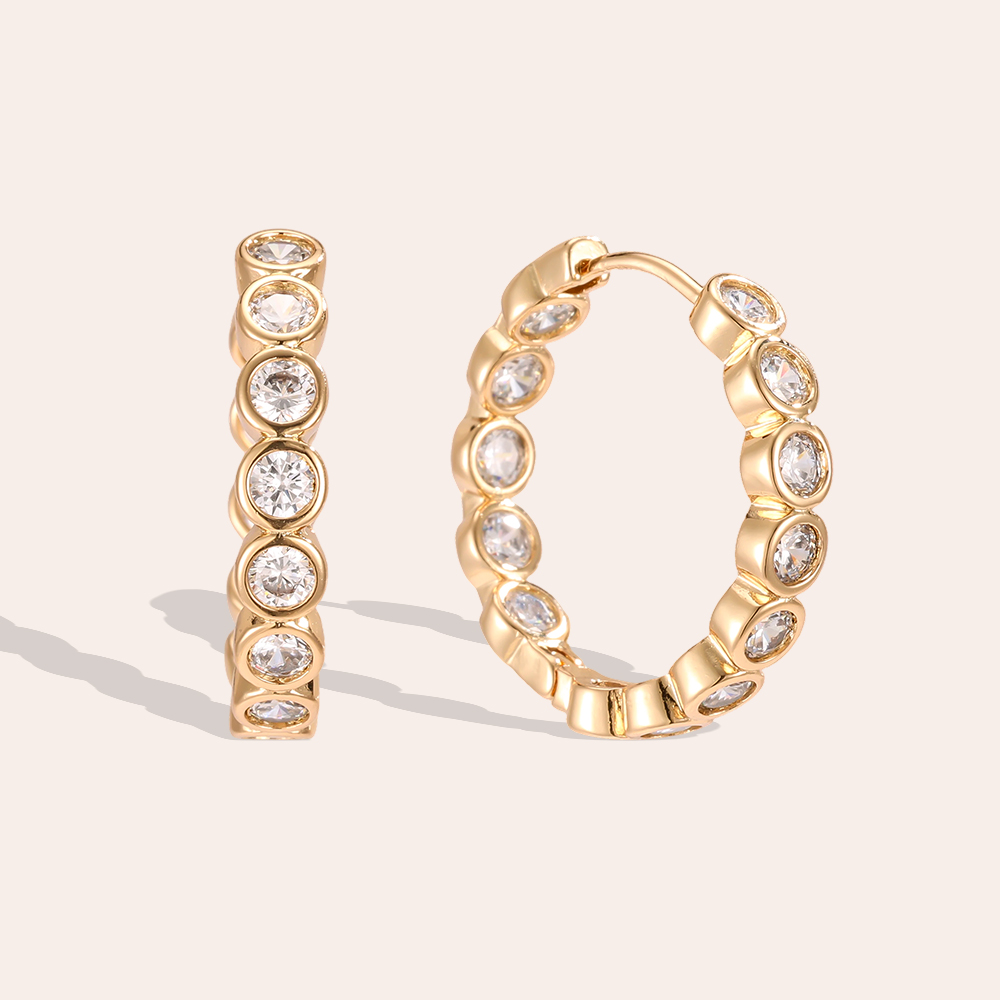 Vergoldete Ohrringe 24mm Zirkonia Creolen