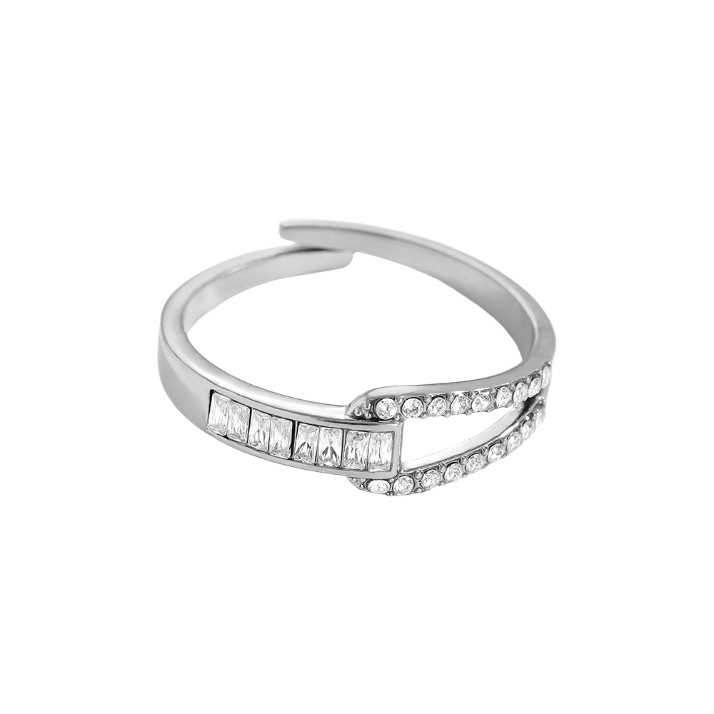 Edelstahl Ring Verstellbarer Feiner Zirkonia