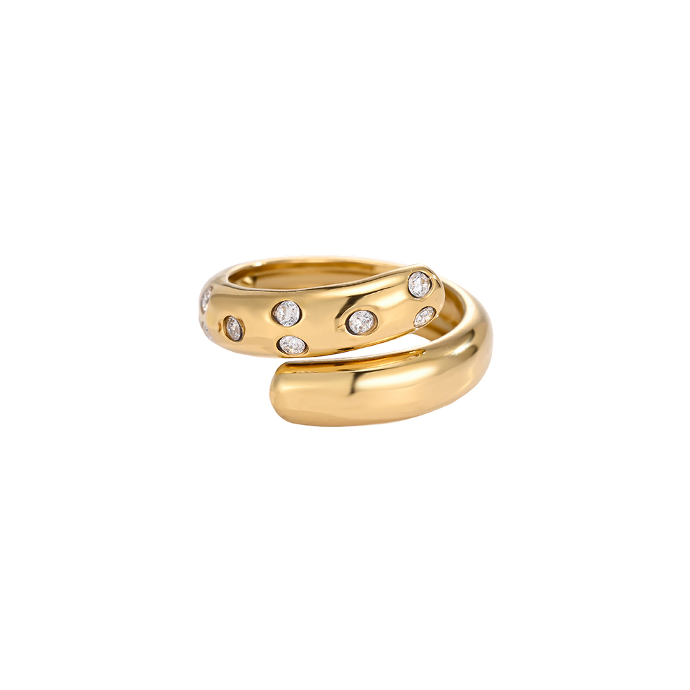 Edelstahl Ring Verstellbar Umschlungen mit kleinen Zirkonia