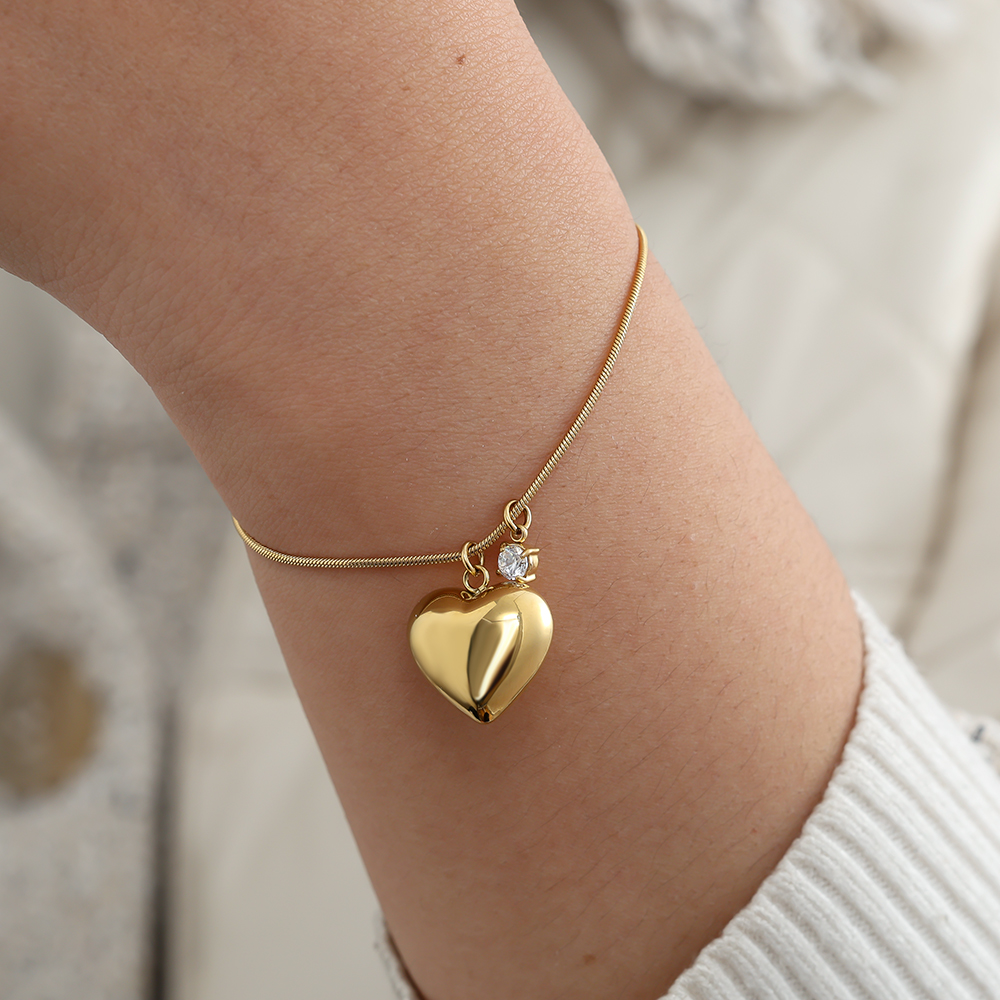 Edelstahl Armkette 16cm Heart And Diamond Dot