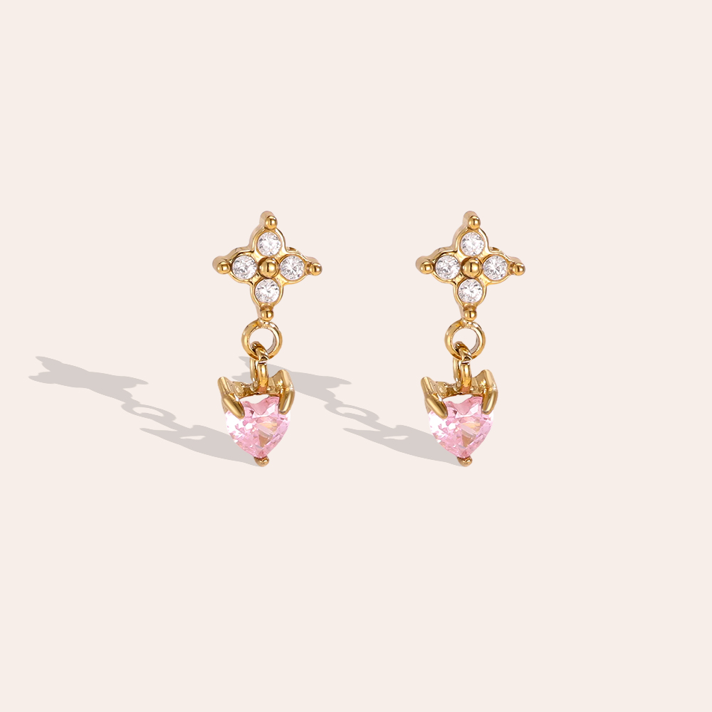 Edelstahl Ohrringe 11mm Mini Zirkonia Blumen Kleeblatt Herzförmig