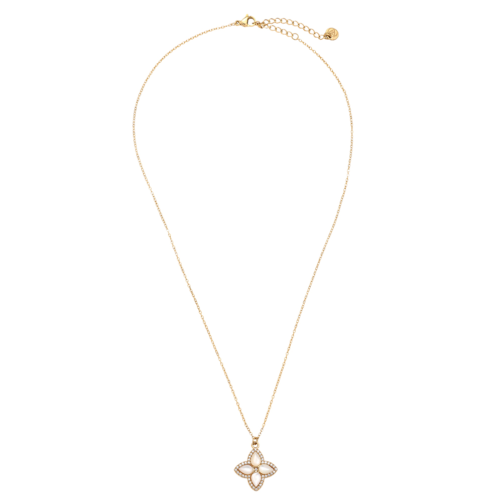 Edelstahl Halskette 40cm Nice Diamond Luckly Flower