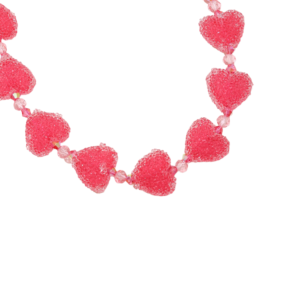 Edelstahl Halskette 38cm Acrylic Pink Heart Chain