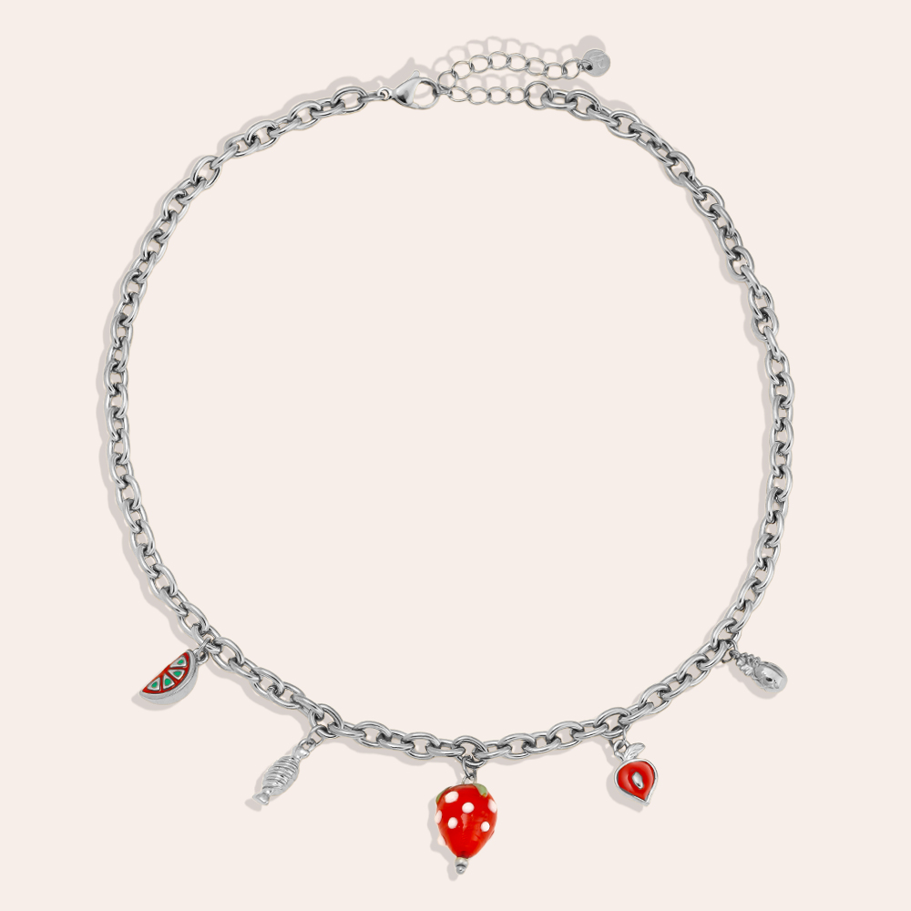 Edelstahl Halskette 42cm Strawberry Heart