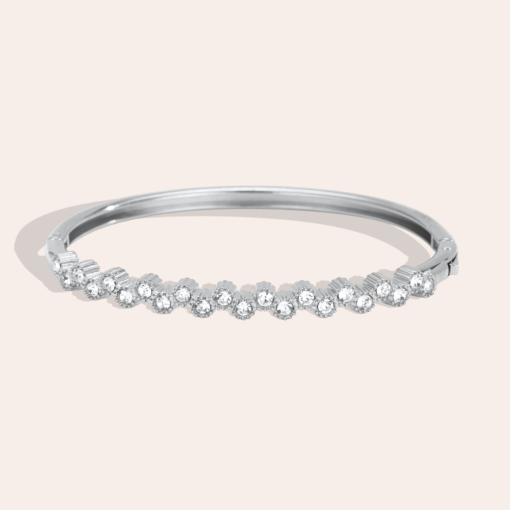 Edelstahl Armreif 6cm viele elegant funkelnde Zirkonia  